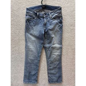 Silver Jeans‎ Suki Capri Womens 28x22.5 Medium Wash Denim Embroidered Distressed